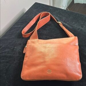 Vibrant Orange Pebbled Leather Crossbody Bag